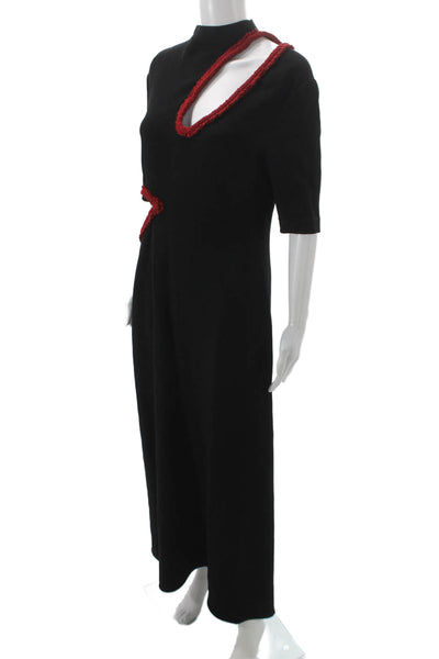Proenza Schouler Women Sheath Dress Black High Neck Half Sleeve Zip Size 10