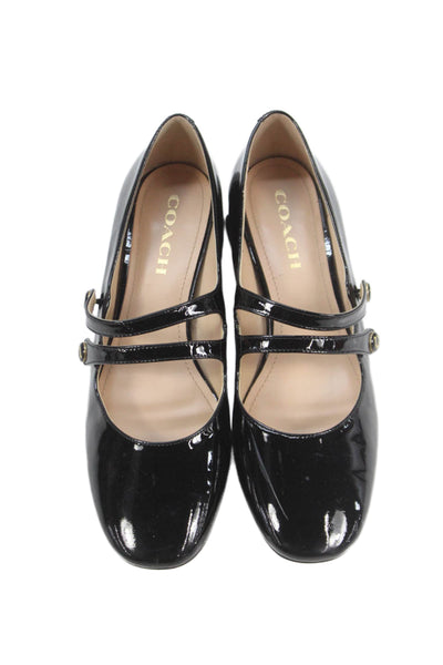 Coach Womens Angelina Patent Leather Mary Jane Heels Black Size 8