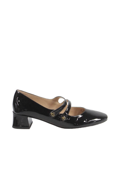 Coach Womens Angelina Patent Leather Mary Jane Heels Black Size 8