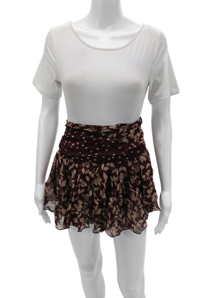 Isabel Marant Etoile Women Mini Floral Brown Skirt Zip Bohemian Size 38