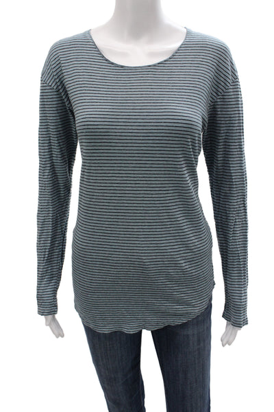 Isabel Marant Etoile Womens Linen Striped Scoop Neck Long Sleeve T-Shirt Size M