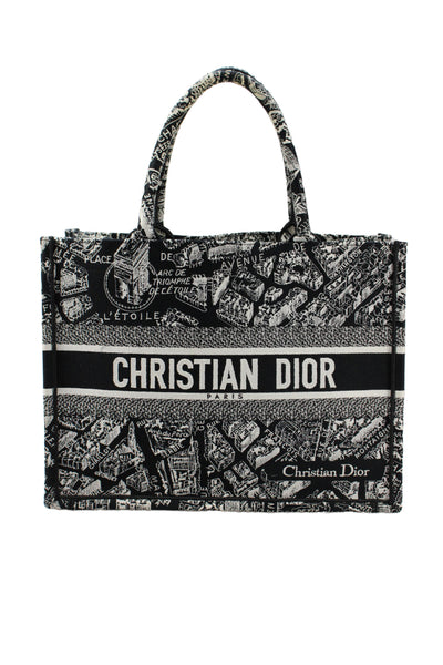 Christian Dior Women's Book Tote Black/White Top Handle Handbag