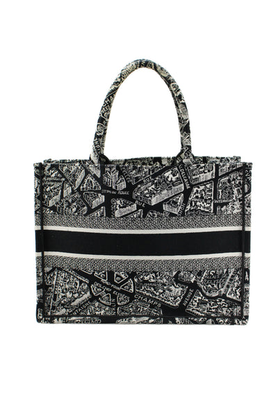 Christian Dior Women's Book Tote Black/White Top Handle Handbag