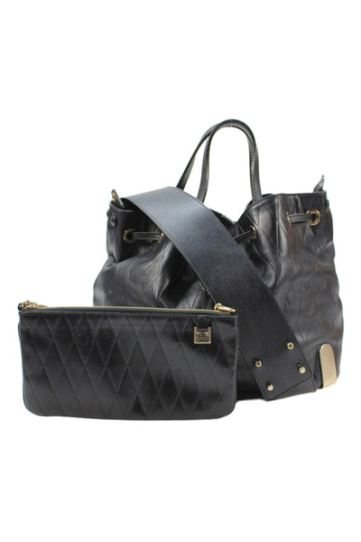 Chloe Women's Charlie Quilted Leather Goldtone Hardware Bucket Handbag Black