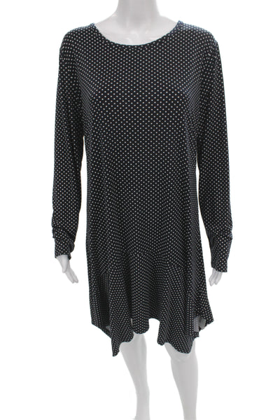 Michael Michael Kors Women Black Polka Dot Shift Dress Long Sleeve Size XL
