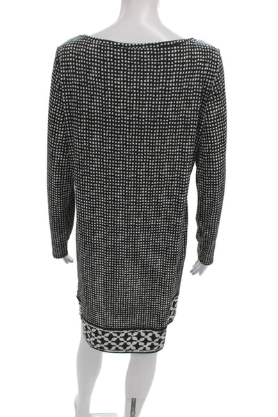 Michael Michael Kors Womens Shift Dress Black Boatneck Longsleeve Knee Size L