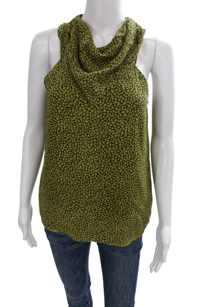 Michael Michael Kors Women Silk Animal Print Cowl Neck Camisole Green Size 4