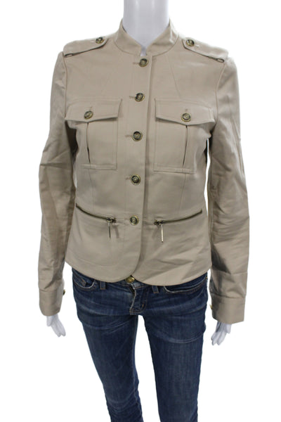 Michael Michael Kors Women Beige Military Jacket Size 4