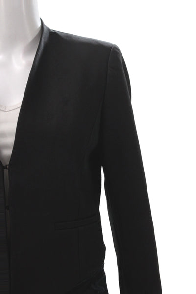 Alice + Olivia Women Black Basic Jacket Long Sleeve Hook & Eye Size S