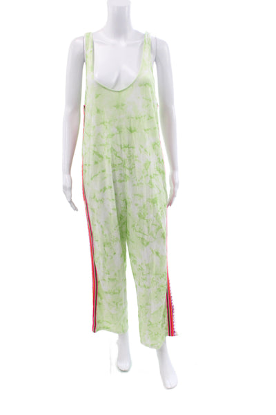 Pitusa Women Jumpsuit Tie Dye Green Scoop Neck Sleeveless Size One Size
