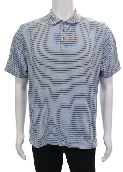 Banana Republic Mens Cotton Collared Striped Polo Blue Size L