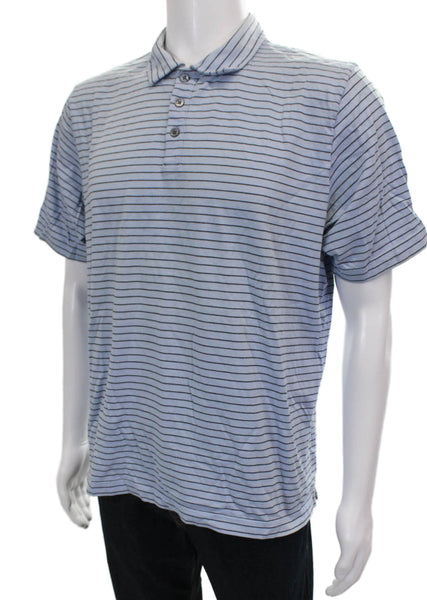Banana Republic Mens Cotton Collared Striped Polo Blue Size L