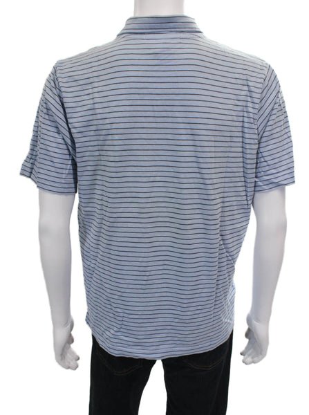 Banana Republic Mens Cotton Collared Striped Polo Blue Size L
