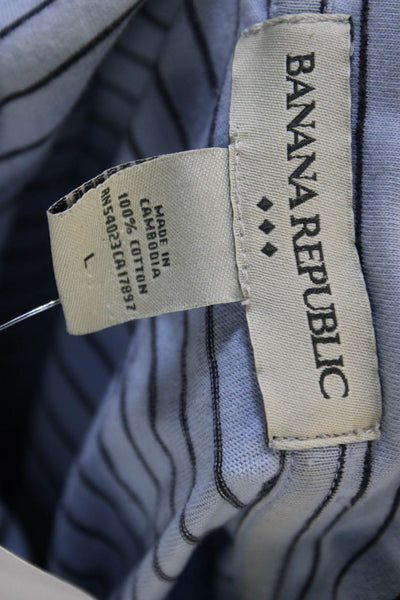 Banana Republic Mens Cotton Collared Striped Polo Blue Size L