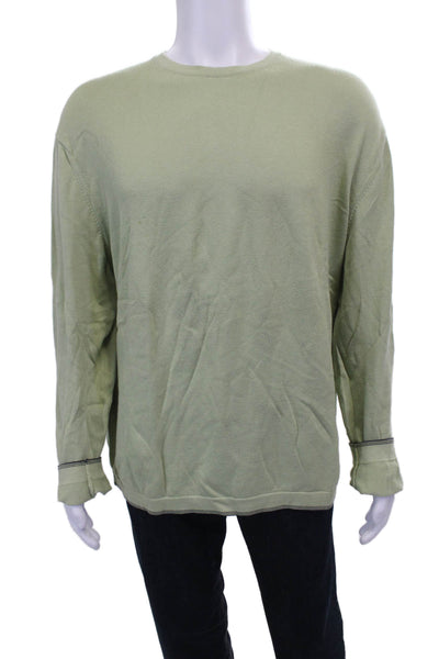 Banana Republic Mens Green Cotton Crew Neck Pullover Sweater Long Sleeve Size L