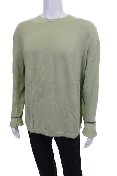 Banana Republic Mens Green Cotton Crew Neck Pullover Sweater Long Sleeve Size L