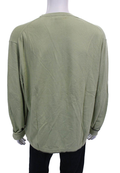 Banana Republic Mens Green Cotton Crew Neck Pullover Sweater Long Sleeve Size L