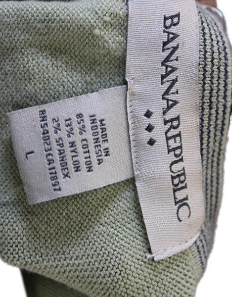 Banana Republic Mens Green Cotton Crew Neck Pullover Sweater Long Sleeve Size L