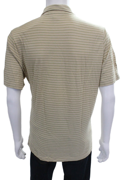 Banana Republic Mens Cotton Striped Short Sleeve Polo Beige Size L