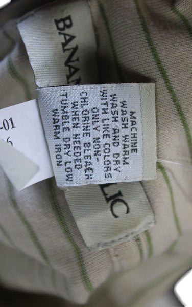 Banana Republic Mens Cotton Striped Short Sleeve Polo Beige Size L