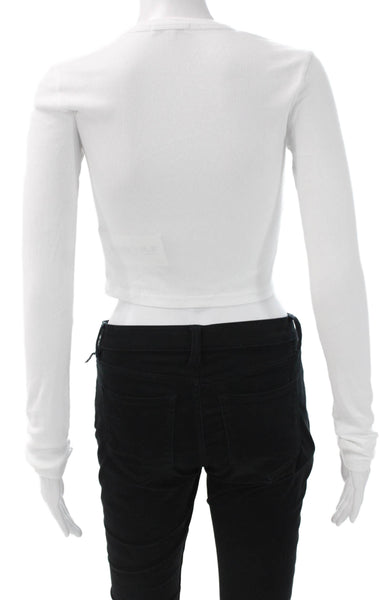Cotton Citizen Women Cropped Long Sleeve White Crew Tee Size XS