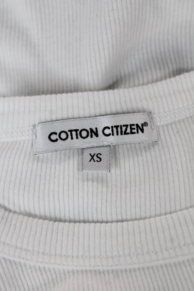 Cotton Citizen Women Cropped Long Sleeve White Crew Tee Size XS