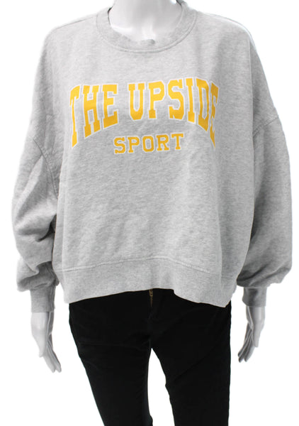The Upside Women Organic Cotton Pullover Crew Neck Gray Long Sleeve Size XS