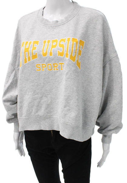 The Upside Women Organic Cotton Pullover Crew Neck Gray Long Sleeve Size XS