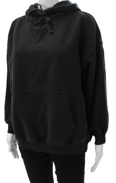 Zara Womens Black Cotton Blend Pullover Hoodie Long Sleeve Size XS