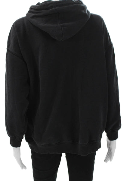 Zara Womens Black Cotton Blend Pullover Hoodie Long Sleeve Size XS