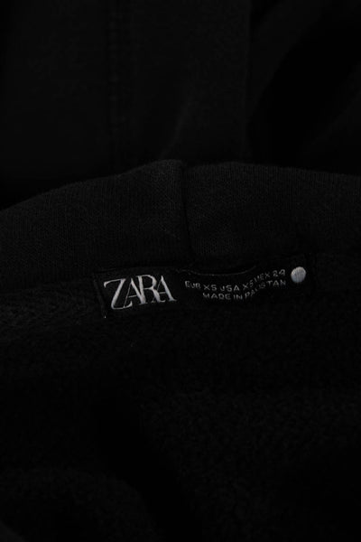 Zara Womens Black Cotton Blend Pullover Hoodie Long Sleeve Size XS