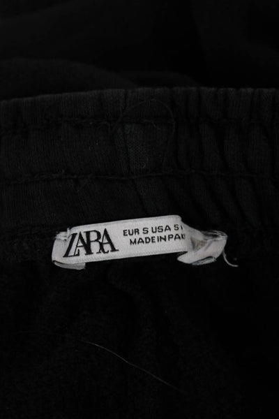 Zara Unisex Adults Black Cotton Blend Sweatpants Drawstring 24 Inseam Size S