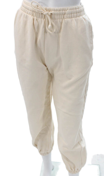 Zara Women Beige Jogger Pants Drawstring Cotton Blend Size S
