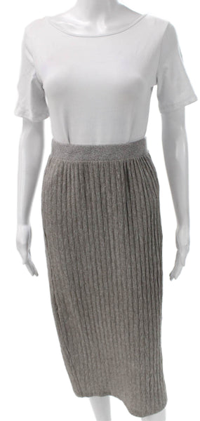 Zara Womens Long Sleeves Sweater Skirt Set Grey Beige Size Small