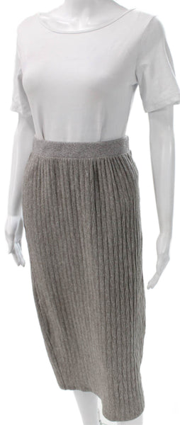 Zara Womens Long Sleeves Sweater Skirt Set Grey Beige Size Small
