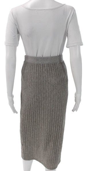 Zara Womens Long Sleeves Sweater Skirt Set Grey Beige Size Small