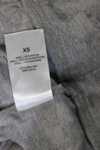 NIA Women Gray Full Zip Hoodie Rayon Check Long Sleeve Size XS