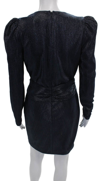 Jonathan Simkhai Women Blue Striped Square Neck Long Sleeve Wrap Dress Size 4