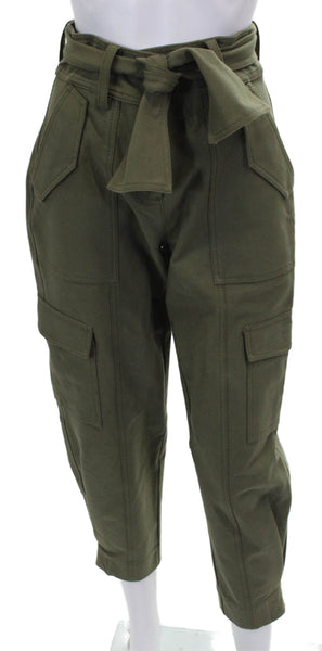 Derek Lam 10 Crosby Women Cargo Pants Green Cotton Tie Waist Size 0