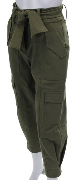 Derek Lam 10 Crosby Women Cargo Pants Green Cotton Tie Waist Size 0