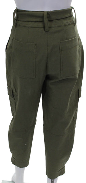 Derek Lam 10 Crosby Women Cargo Pants Green Cotton Tie Waist Size 0