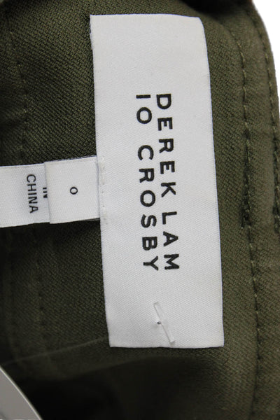 Derek Lam 10 Crosby Women Cargo Pants Green Cotton Tie Waist Size 0