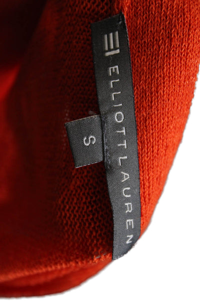 Elliott Lauren Womens Cardigan Linen V-Neck Long Sleeve Orange Solid Size S