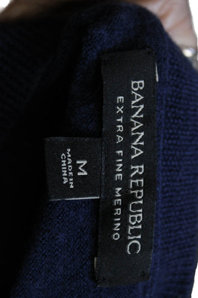 Banana Republic Women Merino Wool Pullover Crew Neck Sweater Blue Size M