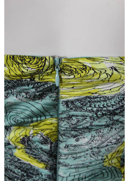 NANETTE LEPORE Light Blue Yellow Floral Print Strapless Dress Sz 0 RB774