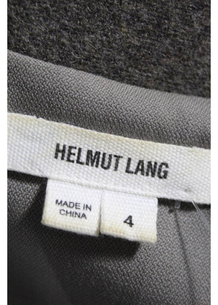 HELMUT LANG Gray Wool Stretch Knit Long Sleeve One Button Blazer Jacket Sz 4