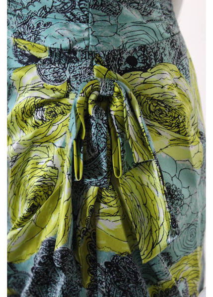NANETTE LEPORE Light Blue Yellow Floral Print Strapless Dress Sz 0 RB774