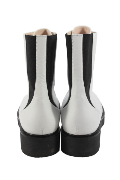 Stuart Weitzman Womens Leather Front Zipper Ankle Boots White Size 9.5 B