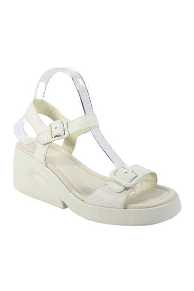 Camper Womens Leather Wedge Heel Slingbacks Sandals White Size 39 9