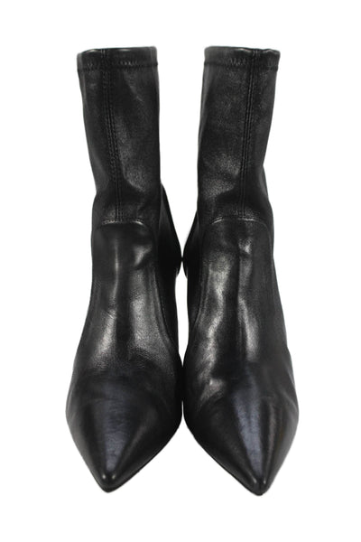 Stuart Weitzman Womens Leather Pointed Toe Wedge Ankle Boots Black Size 9.5 B